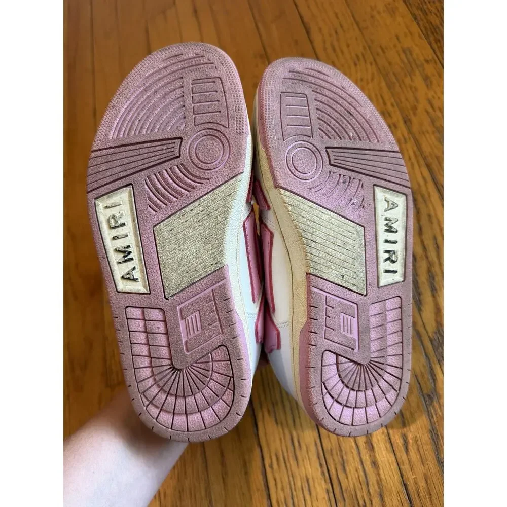 AMIRI Skel Low Top Womens Leather Sneakers white/pink sz 6